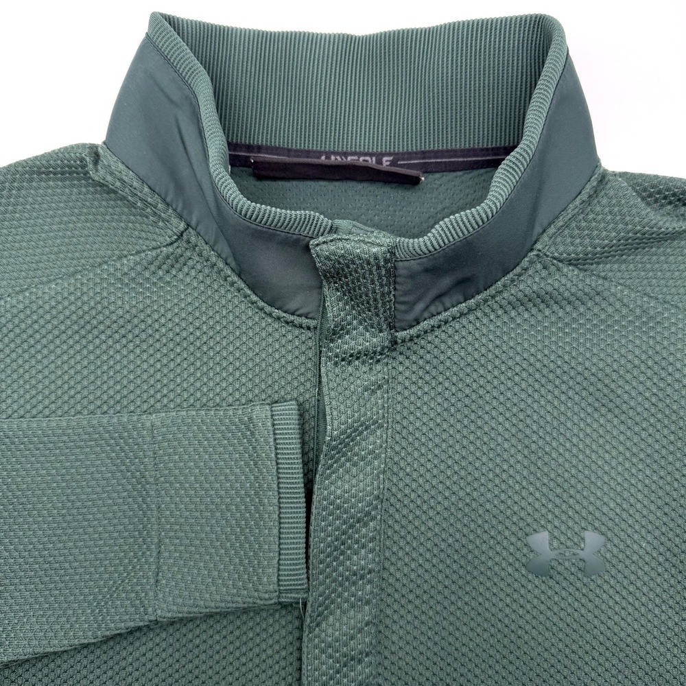 Under Armour Pullover Mens Small Green Golf ColdGear 1317345 Waffle Knit Snap